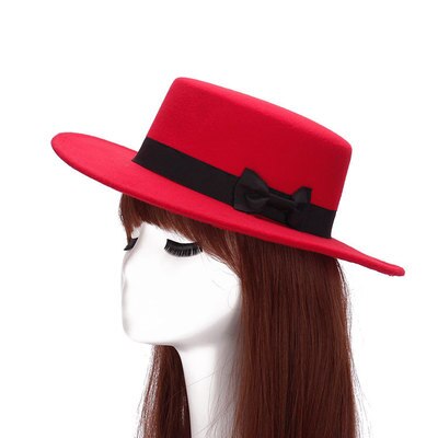 Märkes ull båtägare platt hatt för kvinnor & #39 ;s filt bred brättad fedorahatt laday prok pie chapeu de feltro bowler gambler topp hatt: 4