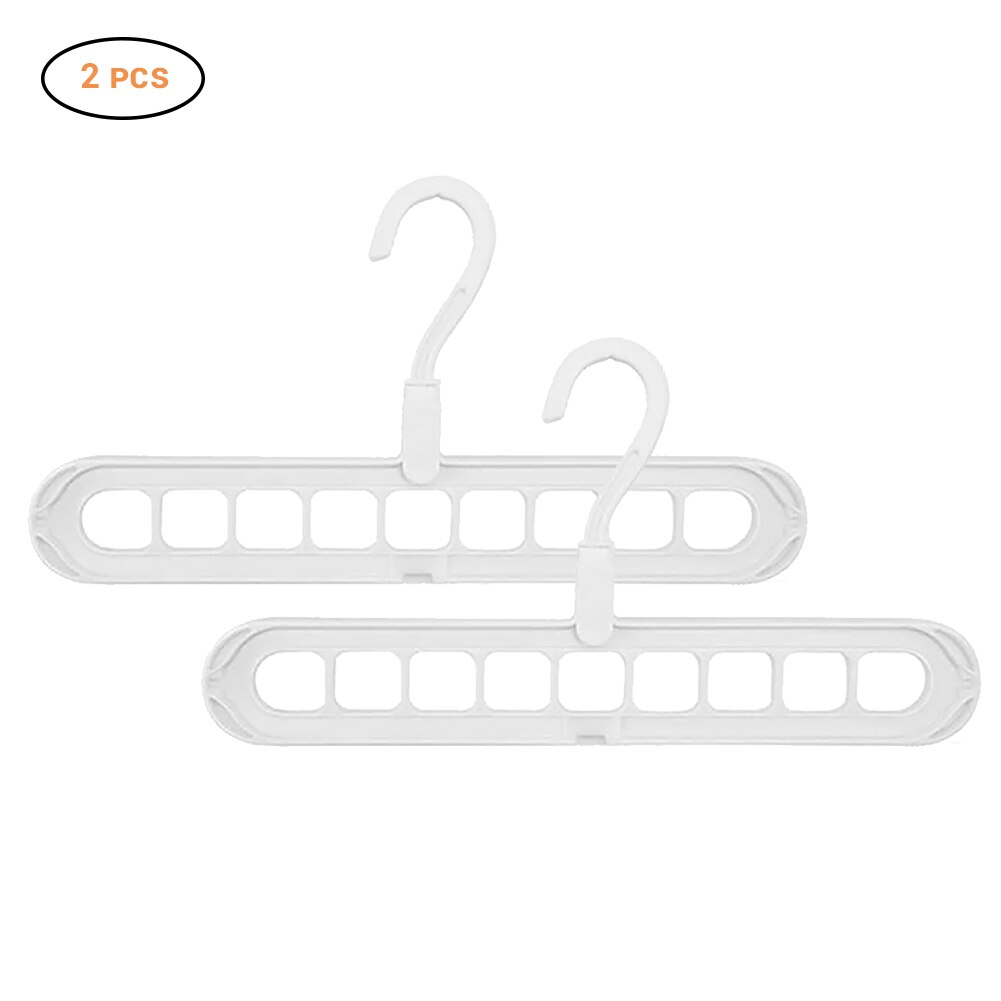 Multi-Functional Clothes Hangers Portable Folding 9 Holes Travel Hangers Closet Space Saving Folding Drying Rack: 2pcs white