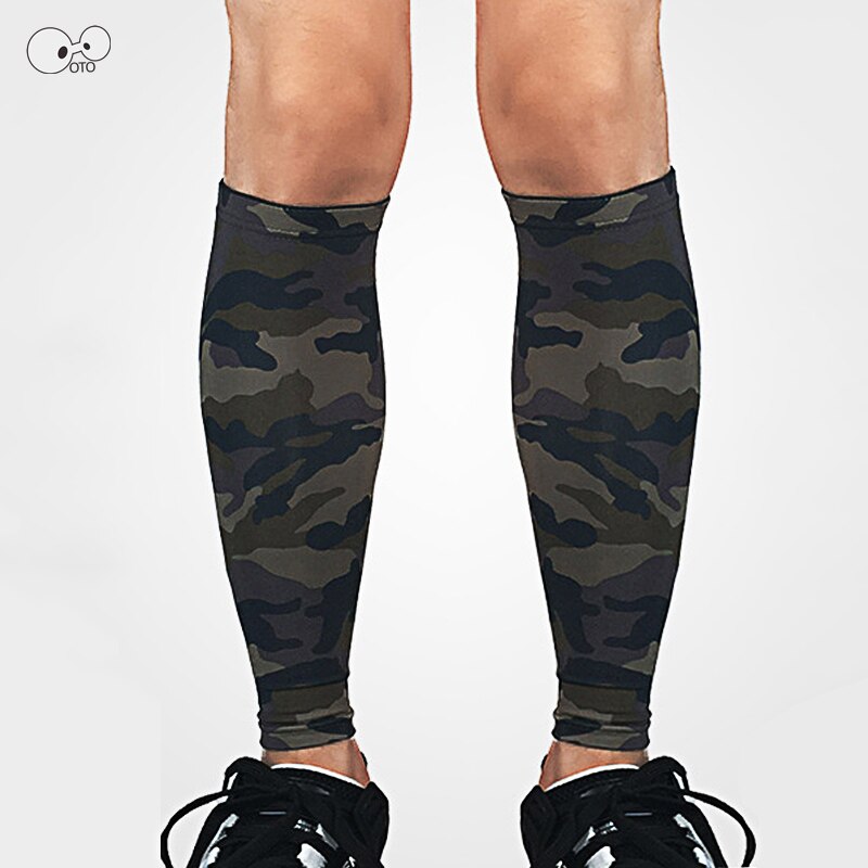 Trykt 2 stk mænd kvinder kompression skinnebensbeskyttere base cykling ben ærmer løb fodbold basketball fodbold sport læg beskyttelse