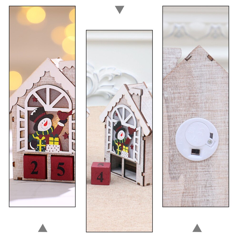 1pc træ nedtællingskalender stereo julekalender ornament uden batteri