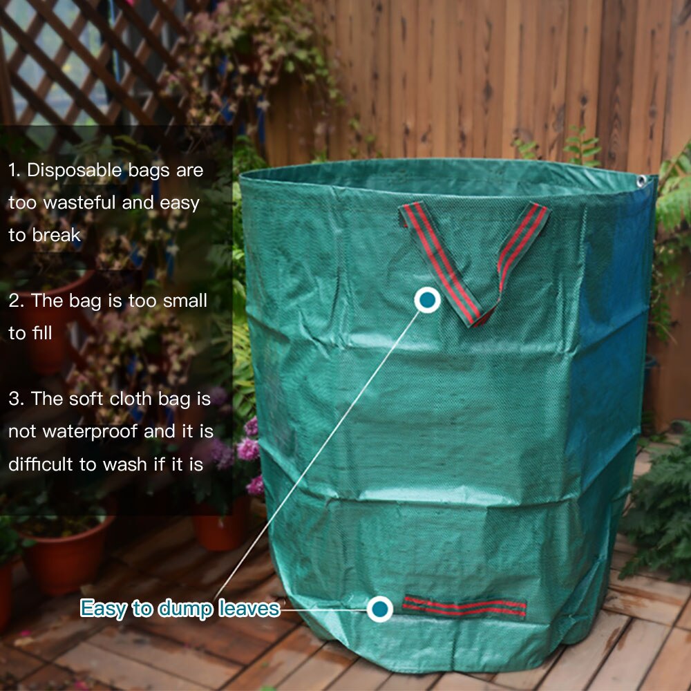 Bolsas de residuos de jardín reutilizables de 67x76cm bolsas duraderas de hojas de desecho de jardín con asas bolsas de residuos de patio para césped y jardín