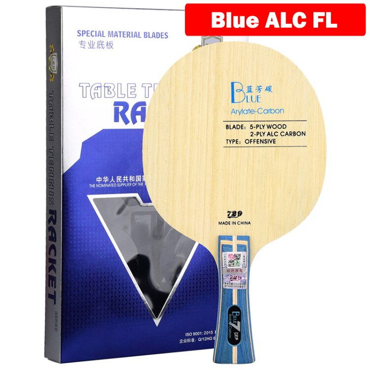 Friendship-Pala de tenis de mesa ALC, paleta de bate de Ping Pong de carbono azul/amarillo Aryl, para ataque rápido con arco, 729: Blue ALC FL handle