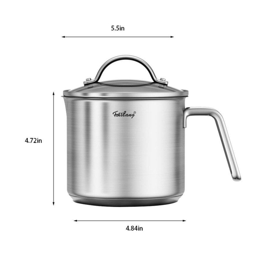 1.5L 14Cm Binnendiameter Melk Pot Melk Cup Pot Noodle Kookpot Kleine Steelpan 18/10 Rvs: Default Title