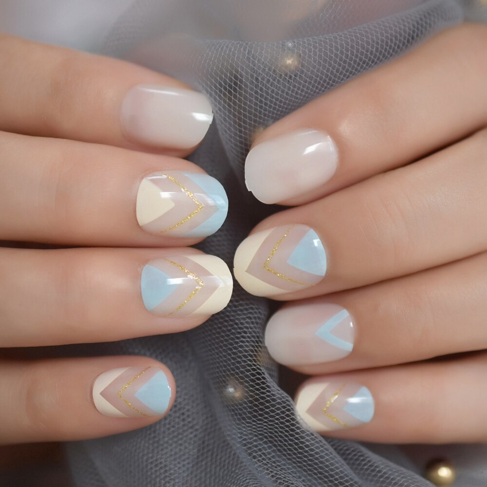 Faux-ongles pour French manucure, bleu diamant, Ombre, à pression, carré brillant, par les dames, 24 Ct