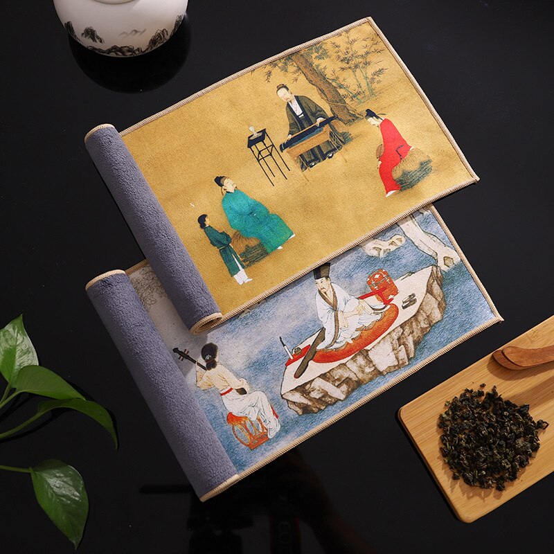 Suede ręcznik kuchenny gospodarstwa domowego Zen stolik do herbaty tkaniny maty chiński wysokiej klasy serwetki chłonne ręcznik do czyszczenia herbata Kung Fu akcesoria