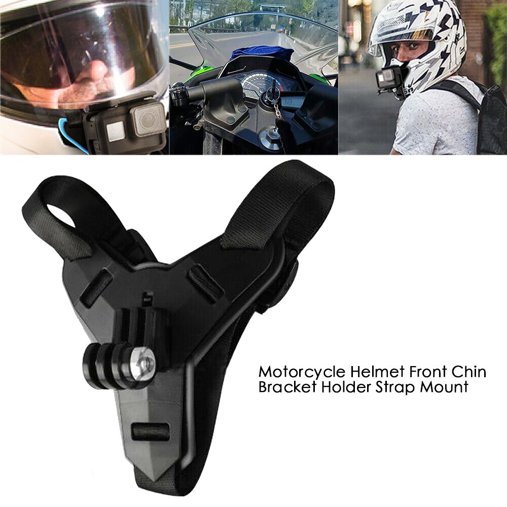 Sort velegnet til gopro hjelmholder motorcykel hjelm hage stativholder holder sport kamera holder tilbehør