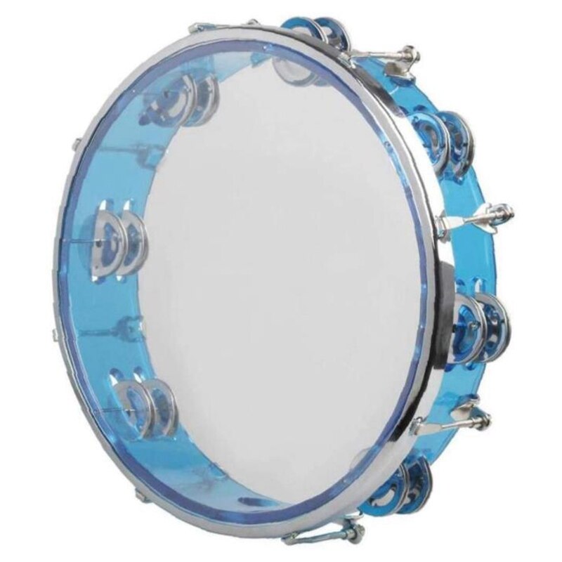 Flexzion Houten Handheld Tamboerijn Volwassenen 8 Inch Dubbele Rij - Rood Percussie Instrument Met Metalen Jingles