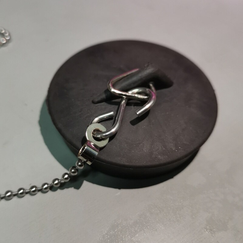 Zwarte kunststof badstop roestvrij stalen kogelketting met s-haak