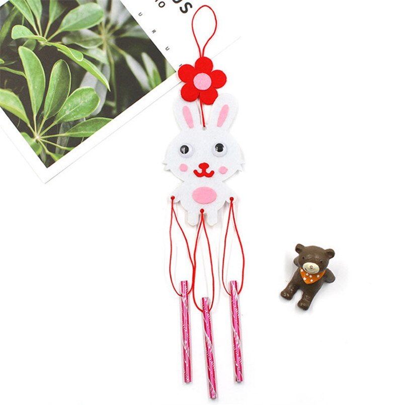 4Pcs/set Children DIY Wind Chimes Handmade Craft Toy Kits Wind Bell Arts Cartoon Hangings Stickers Kids Windbell Toys For Girls