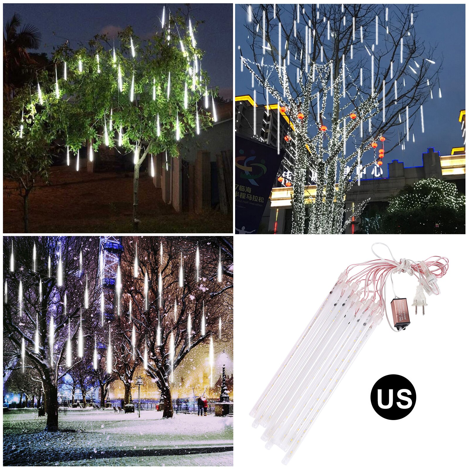 Meteor Shower Lights Icicle Rain Falling Snow LED Lights 30cm 8 Tubes