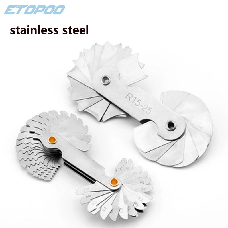 Radius skabelon r gauge  r1-6.5 7-14.5 15-25 26-80 radius gage plate filetmåler eksterne interne konkave konvekse måleværktøjer