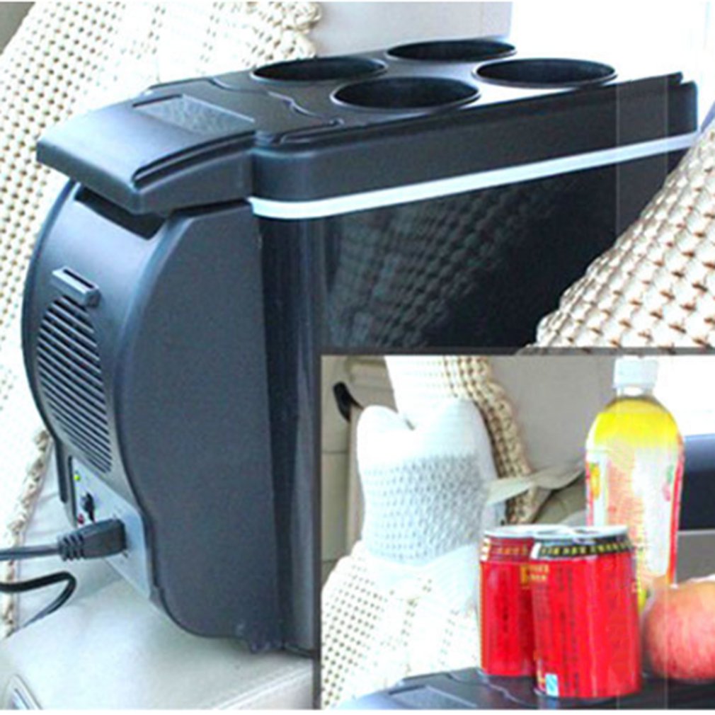6L Mini Car Refrigerators Fridge 2 in 1 Cooler Warmer Icebox 12V Travel Portable Electric Cooler Box Freezer with 4 holes Stand