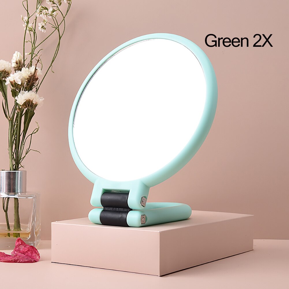 2/5/10/15X Magnifying Makeup Mirror Hand Mirror Portable Folding Makeup Vanity Mirror Double Sided Handheld Mirrors Makeup Tools: Green 2X