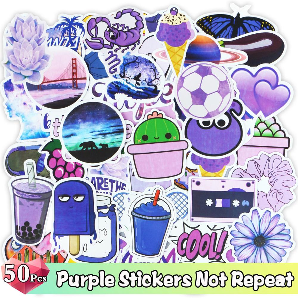 52/50 Pcs/Lot Color Stickers Graffiti Cartoon Animal Super Hero Sticker for Water Bottle Luggage Notebook Skateboard Kids Toy: Purple Stickers