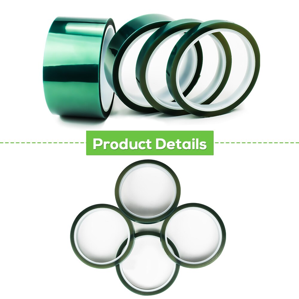 Ecowell Green Pet Tape 50mm PET High Temperature Heat-resistant Masking tape 33m for PCB Solder Plating Insulation Protection