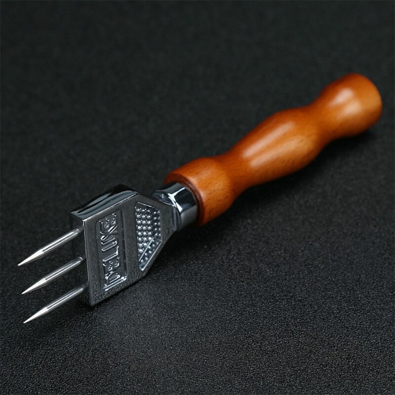 Sturdy Ice Chipper with Solid Wood Handle, 304 Stainless Steel Three Pronged Ice