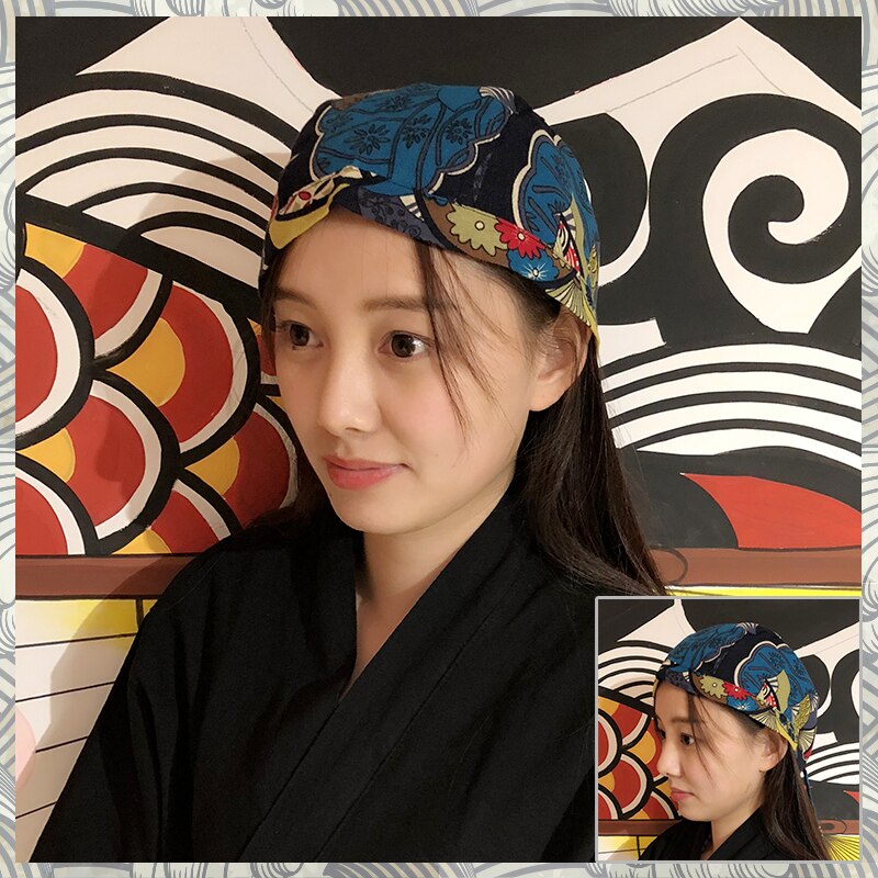 Cuisine Headscarf Chef&#39;s Hat Japanese Restaurant Uniforms Sushi Cook Cap Unisex Kitchen Job Japanese Sushi Hat: Green  