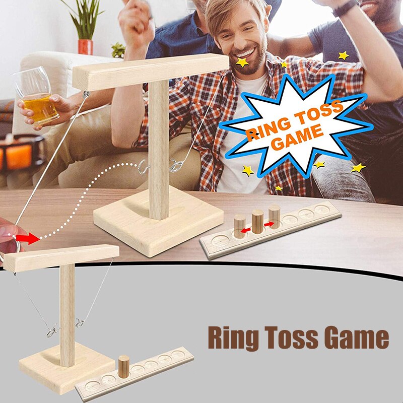 Juguetes de de estilo Industrial para ocio, Bar, tienda de bebidas, anillo de madera hecho a mano, juego interactivo de paso rápido para bares y casa