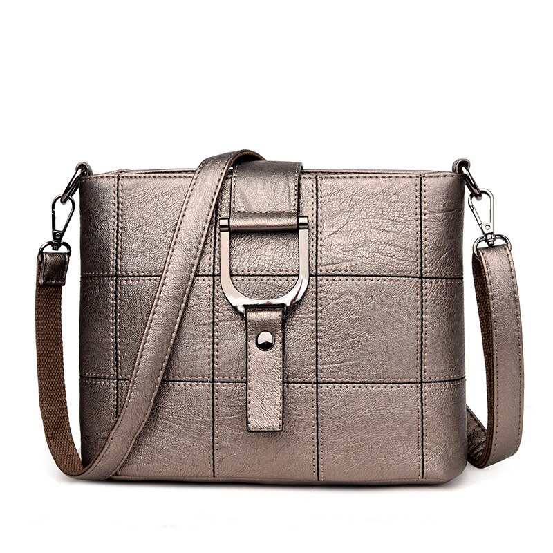 PHTESS Luxury Plaid Handbags Women Bags Brand Female Crossbody Shoulder Bags For Women Leather Sac a Main Ladies Bag: dronze