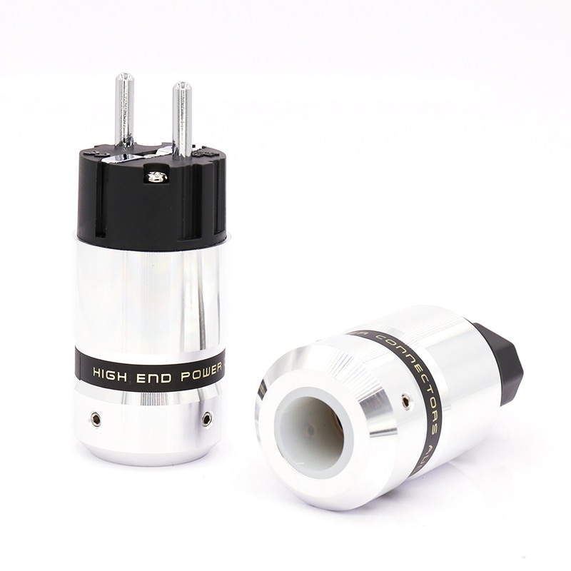 Viborg Schuko Power Plug IEC Connector - Rhodium Plated - DIY Hi-Fi Power Cable