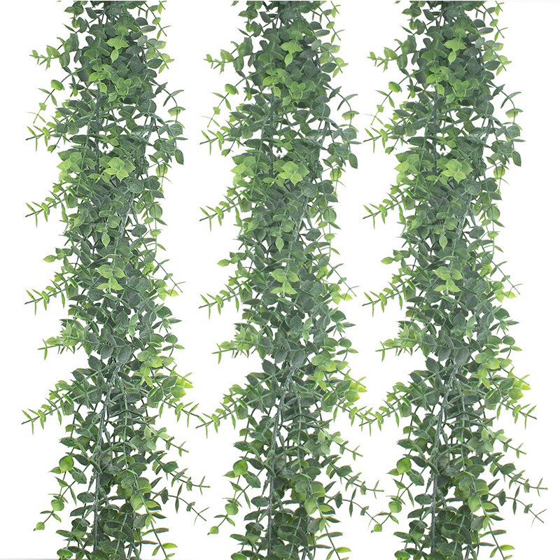 3PC Artificial Eucalyptus Garland, Faux Vines Greenery Garland Wedding Backdrop Arch Hanging Plant