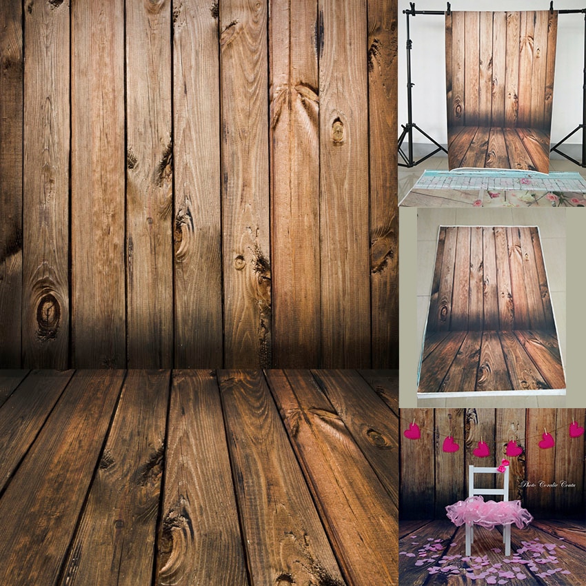 Kate Brown Holzbrett Backdrops für Fotografie 2.2x1.5m/7x5ft Retro