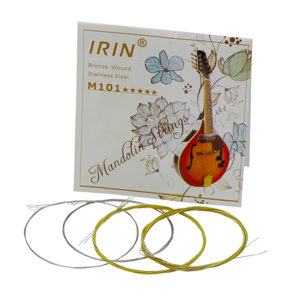 IRIN-cuerdas de mandolina M101, cuerdas de instrumento de acero inoxidable enrolladas en bronce, Color plateado y dorado (.010-.034)