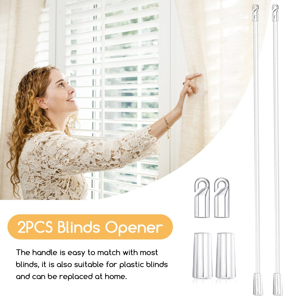 2pcs Frame Curtain Replacement Parts With Hook Grip Transparent Long Roller Accessories Pulling Rod Vertical Blind Wand Window