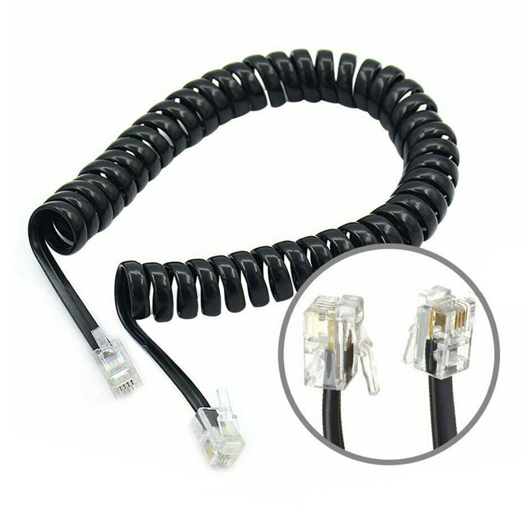 2m telefonrør mottakerledning fasttelefon telefon med krøllet spiral kabel ledning skjøteledning krøllet spiral telefonkabel