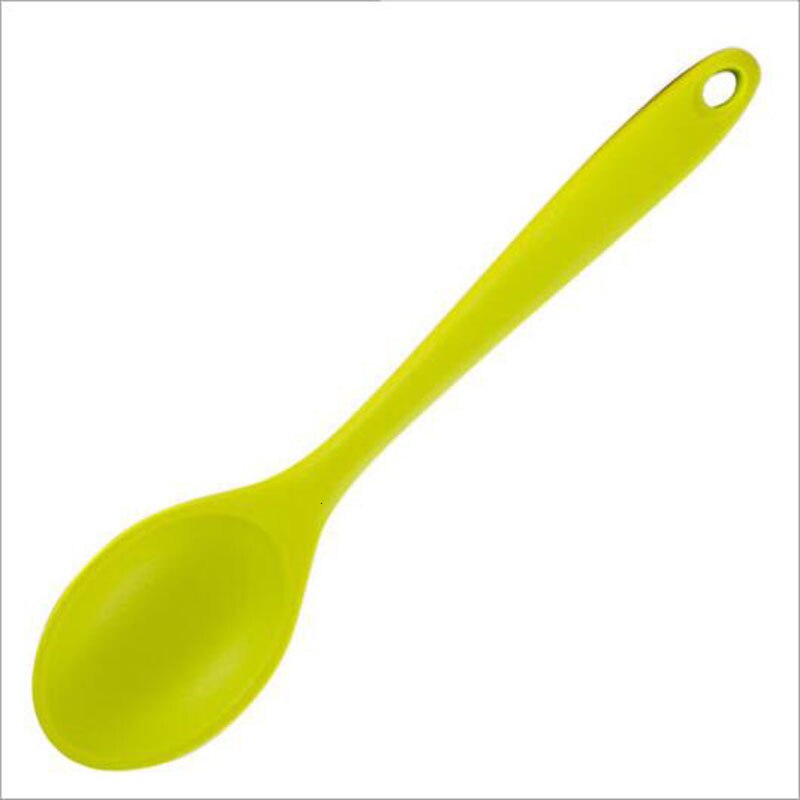 Household Silicone Spoon Heat Resistant Easy To Clean Non-Stick Spoons Kitchenware Salad Spoon Kitchen Scoop Tableware Tools: Green