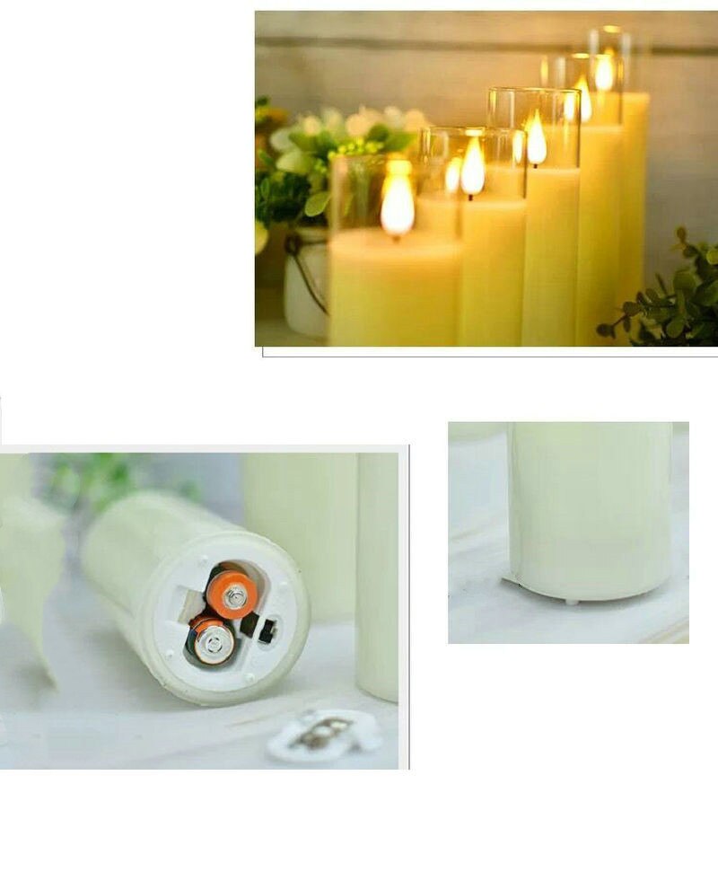 Remote controlled Mini Flameless Glass tube Candles 3D wick LED Light Flickering Battery operated Pillar Candle Home Party Decor