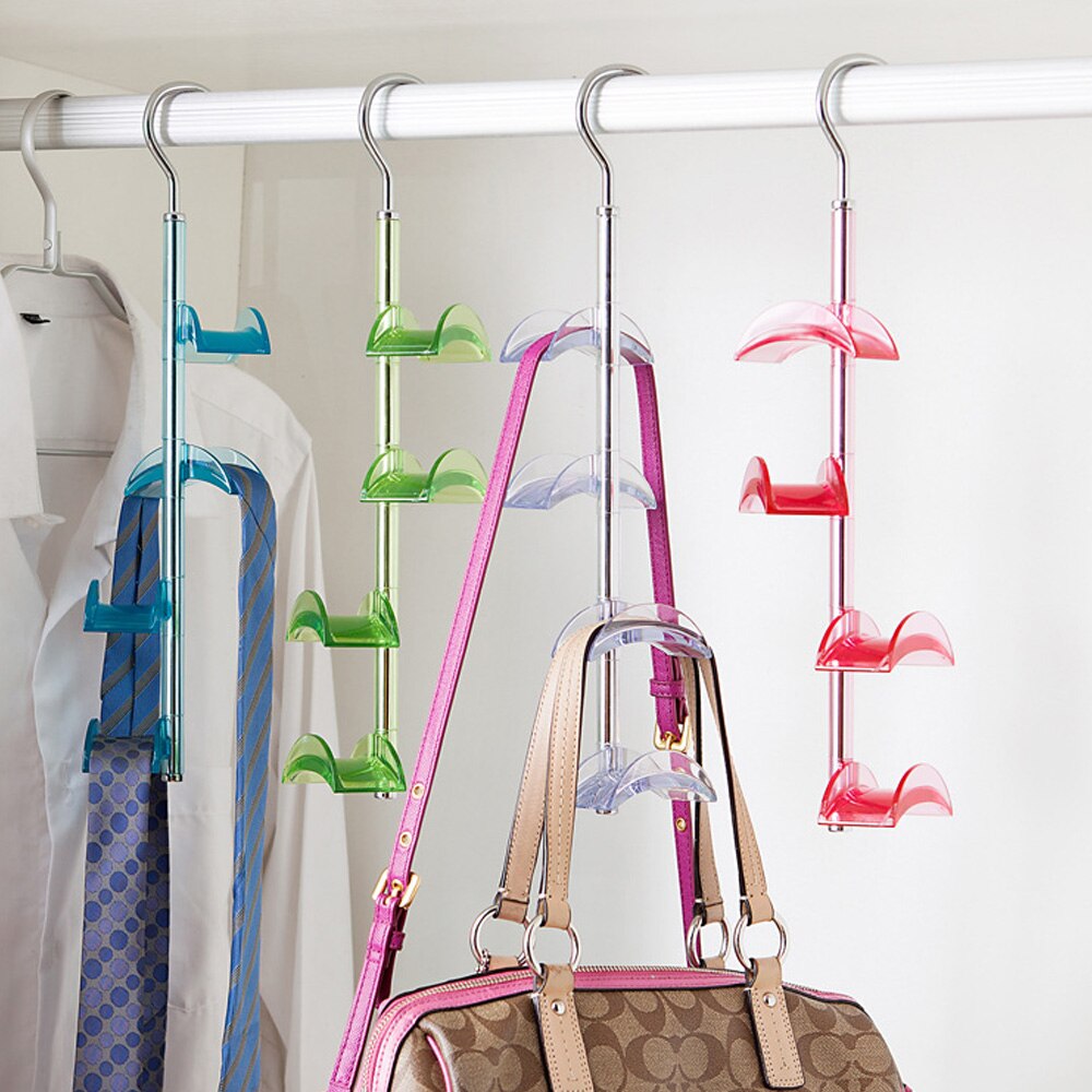Handbag Clothes Hanger Shelf Organizer Bag Storage 4 Hooks Wardrobe Holder Hanging Rack