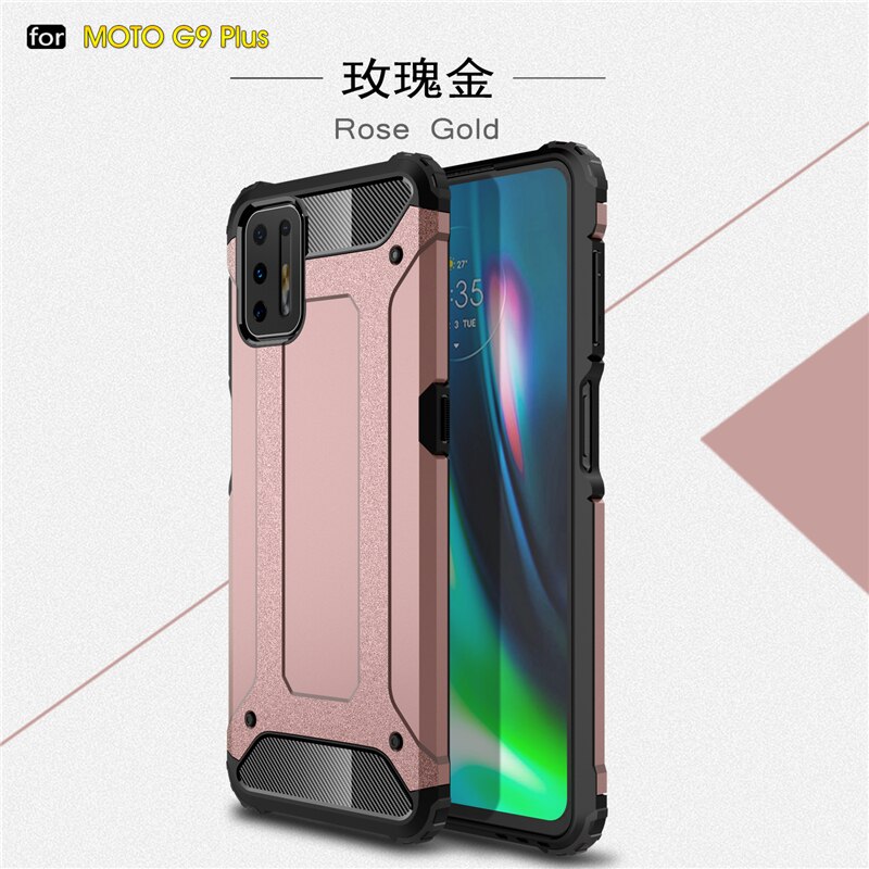 Case For Motorola Moto G9 Plus Case Bumper Anti-knock TPU+PC Hybrid Armor Cover For Motorola G9 Plus Phone Case For Moto G9 Plus: Moto G9 Play(Moto G9 / RoseGold