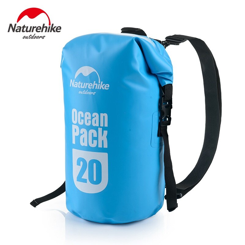 Naturehike 20L 30L Tonvormige Tarp Trekking Drifting Seal Rafting Bag Dubbele Bandjes Oceaan Pack Waterdichte Tas Dry Bag outdoor: Blue 20L