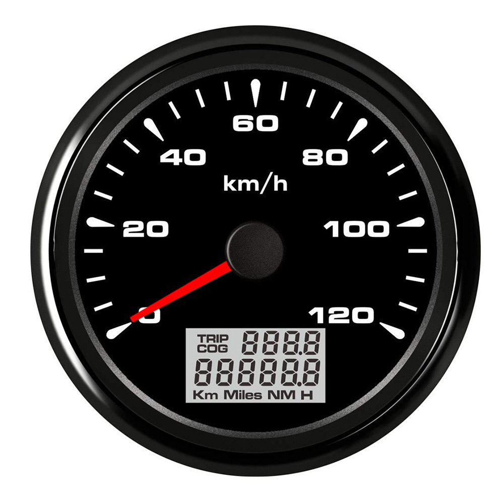 85 Mm Auto Marine Boot Digitale Snelheidsmeter Met 7 Kleuren Achtergrondverlichting Gps Speed Gauge 120kmh 200kmh Fit 9 ~ 32V: Black  120kmh