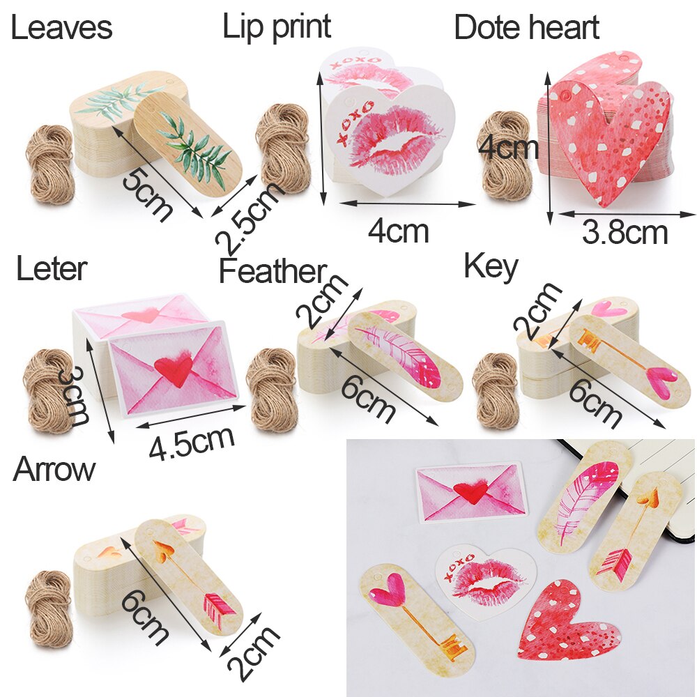 Étiquettes papier Kraft cœur à accrocher 50 pièces | Étiquettes autocollantes Kraft pour emballage de , décorations de fête