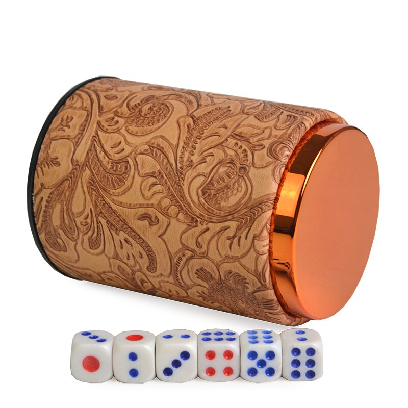 Ktv bar gambling casino texas pokerspil metal+læder terning kop sæt & 6 stk digitale hvide/akryl terninger