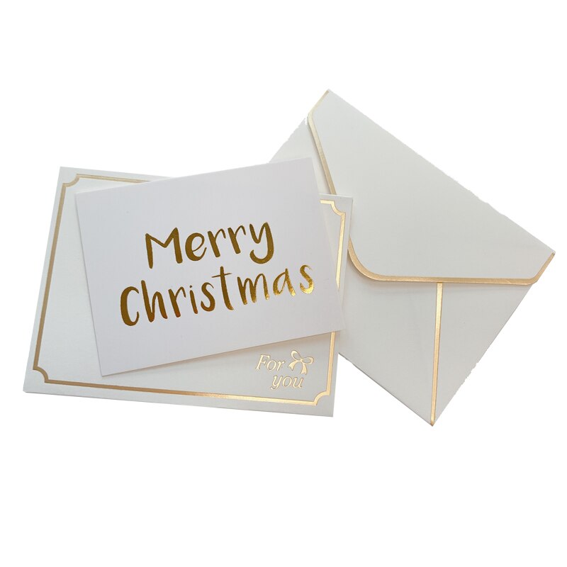1Set Bronzing Ironing envelope with card MINI White cards wedding happy birthday Invitation 80*60MM: christmas