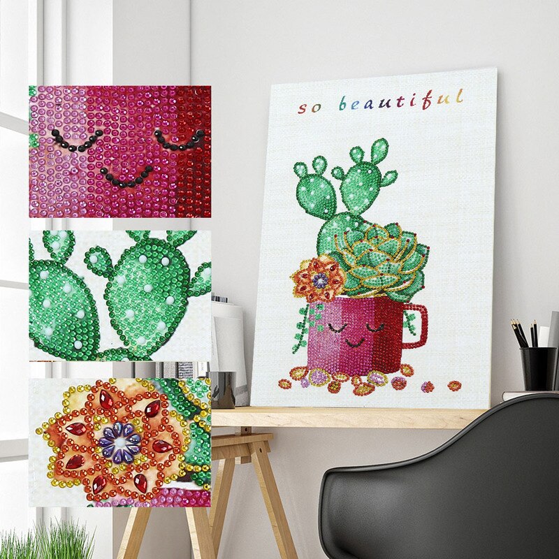 Specielle boreblomster påfugl kaktus diy diamantmaleri sæt hjem indretning håndværk 5d broderi korssting væg hængende billede: Type  h 30 x 40cm