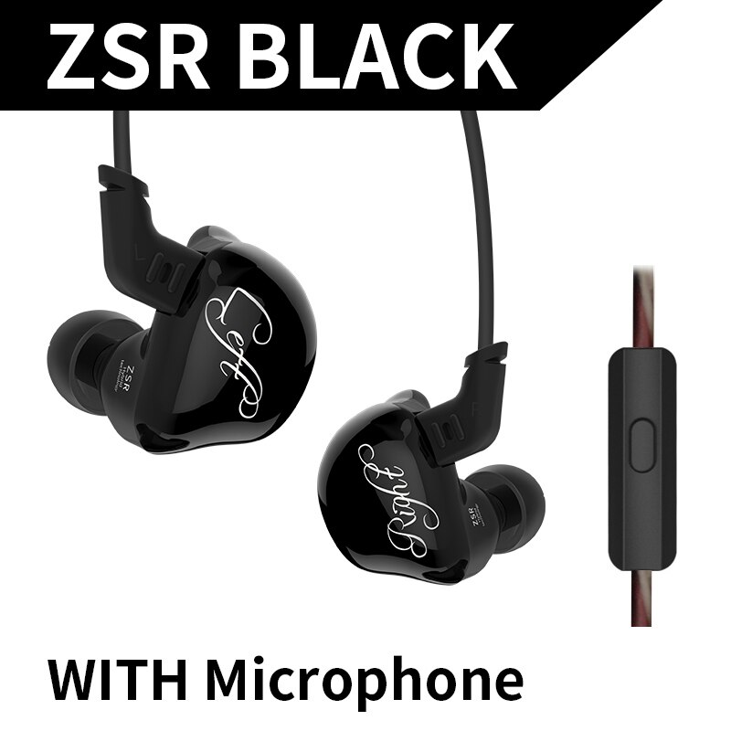 KZ ZSR Sechs Treiber In Ohr Kopfhörer Anker Und Dynamische Hybrid Headset HIFI Bass Mit Ersetzt Kabel Noise Cancelling Ohrhörer: ZSR Black Mic