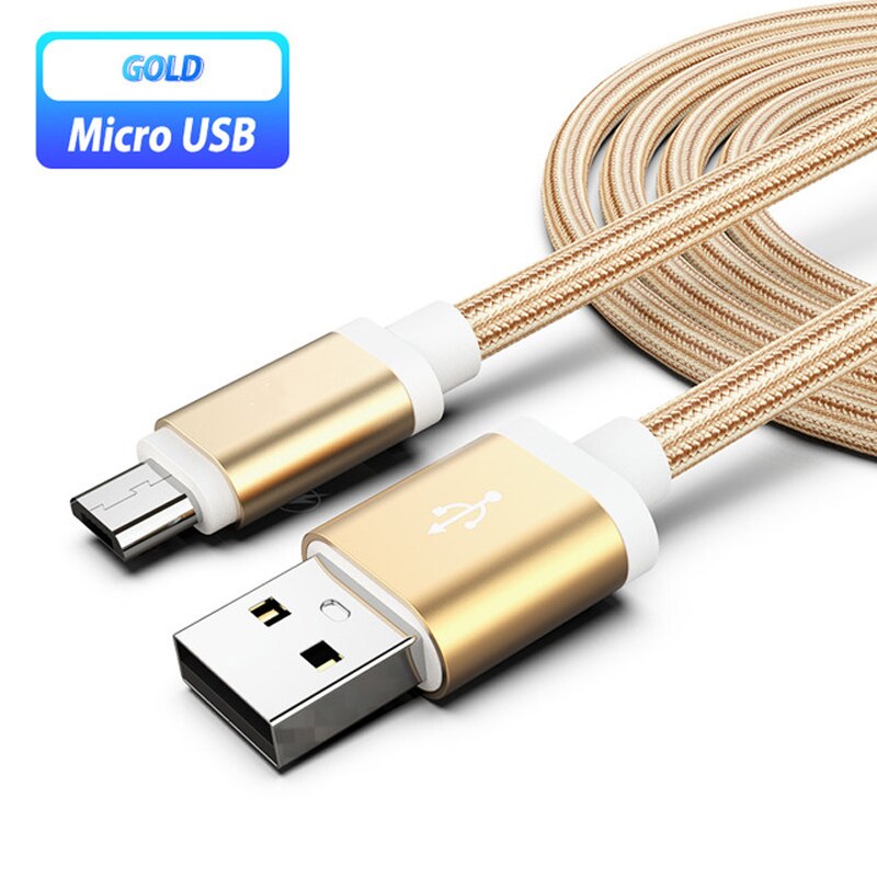 QC 3.0 Fast Travel Charger Micro USB Cable For Samsung S5 S6 S7 Edge A10 M10 M20 OPPO A5 A9 A7 A1 A1K Phone Charger Cables: 1m Gold Cable