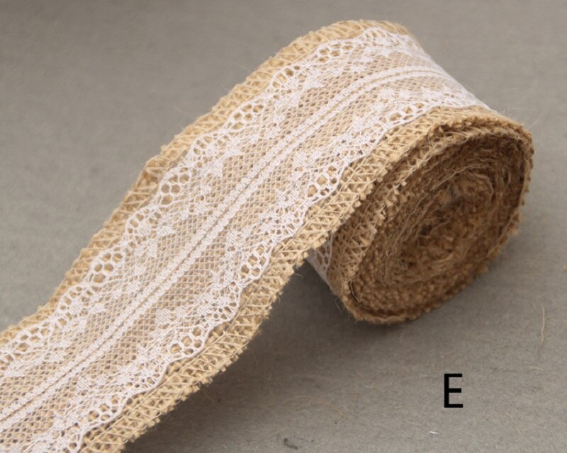 2 metros de juta natural hessian serapilheira laço fita rústico casamento belting cinta buquê acessórios: E