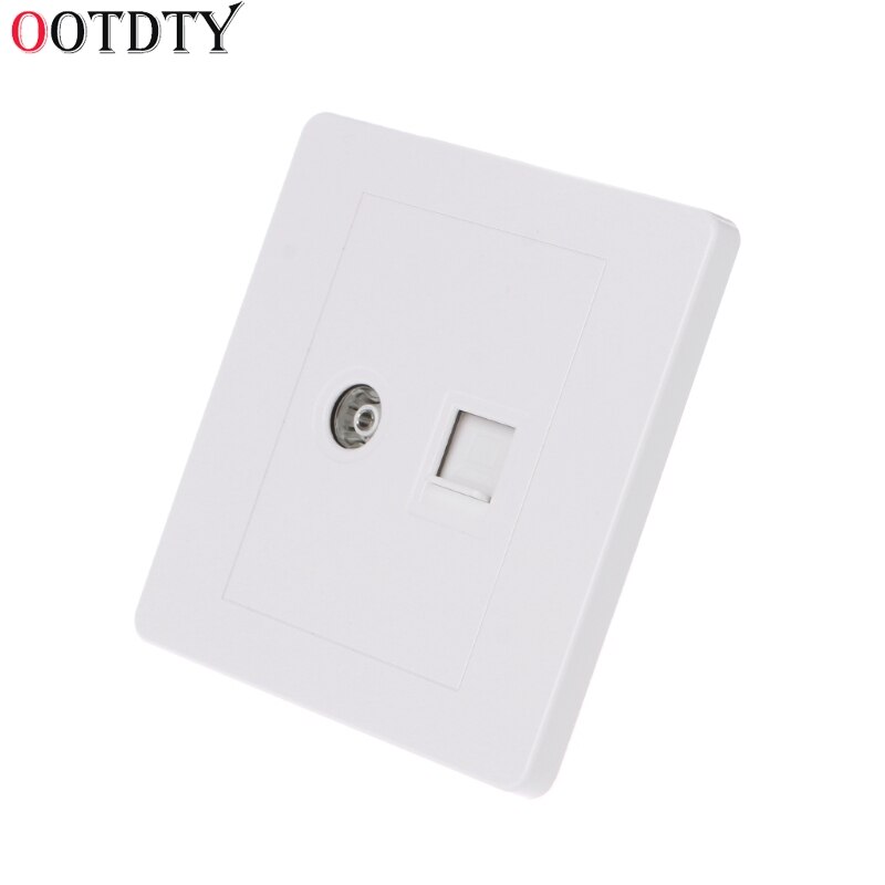 OOTDTY RJ45 Network Adapter+TV Antenna Coaxial Wall Mount Output Faceplate Panel Socket