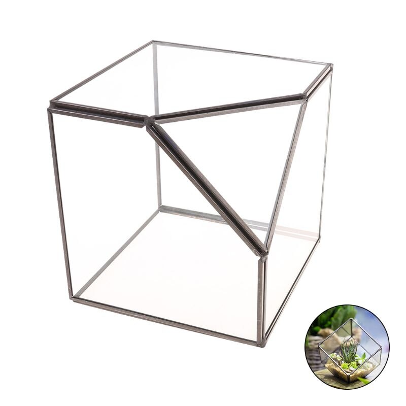 Modern Glass Terrarium Storage Box Clear Glass Geometric Terrarium Succulent Plant Display Box