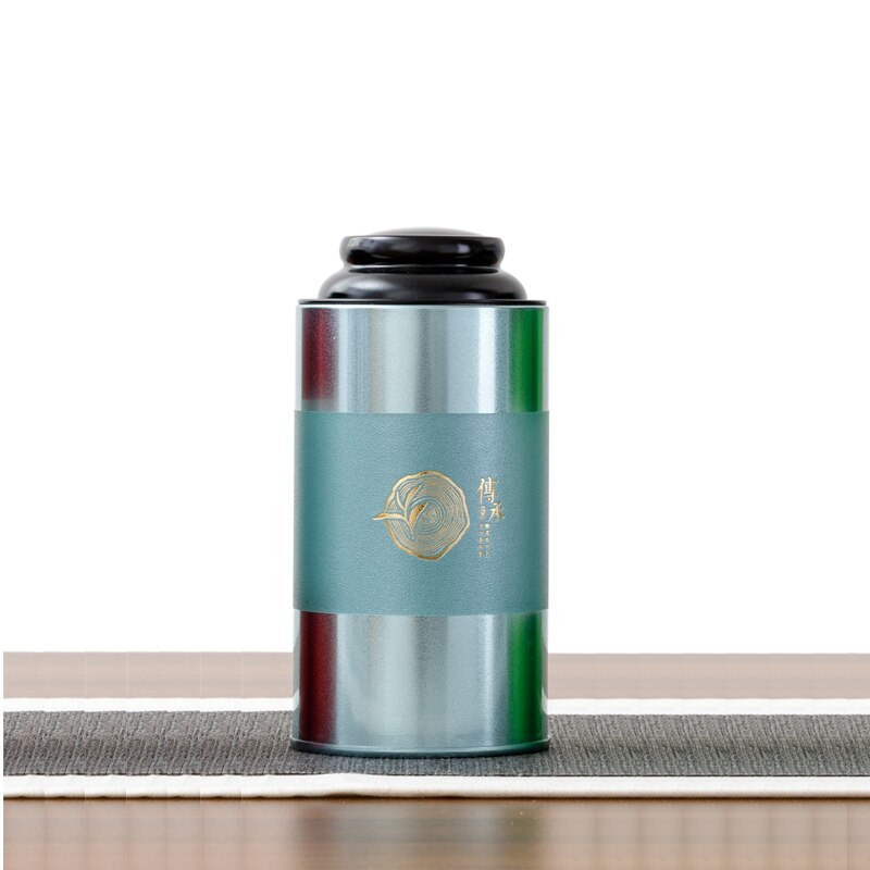 General Tea Tin Box 125g Tea Packaging Box Box Round Sealed Tin Can Household Metal Tea Set: light blue