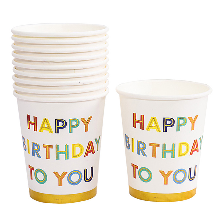 10Pcs Golden Cup Party Papier Servies Verjaardag Party Diner Plaat Stip Gestreepte Cup Voor Wedding Party Decoratie Collectie: 18style-cup-10pcs