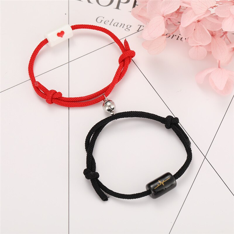 2 Teile/satz Paar Armbinde Magnet Ball Passenden Armbänder Liebhaber Mond Sterne Magnetische Armbinde Freundschaft Armbänder Valentinstag: TD5391502