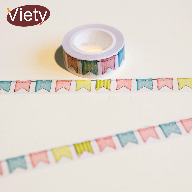 1.5Cm * 10M Kleur Vlag Washi Tape Diy Decoratie Scrapbooking Planner Masking Tape Plakband Kawaii Briefpapier