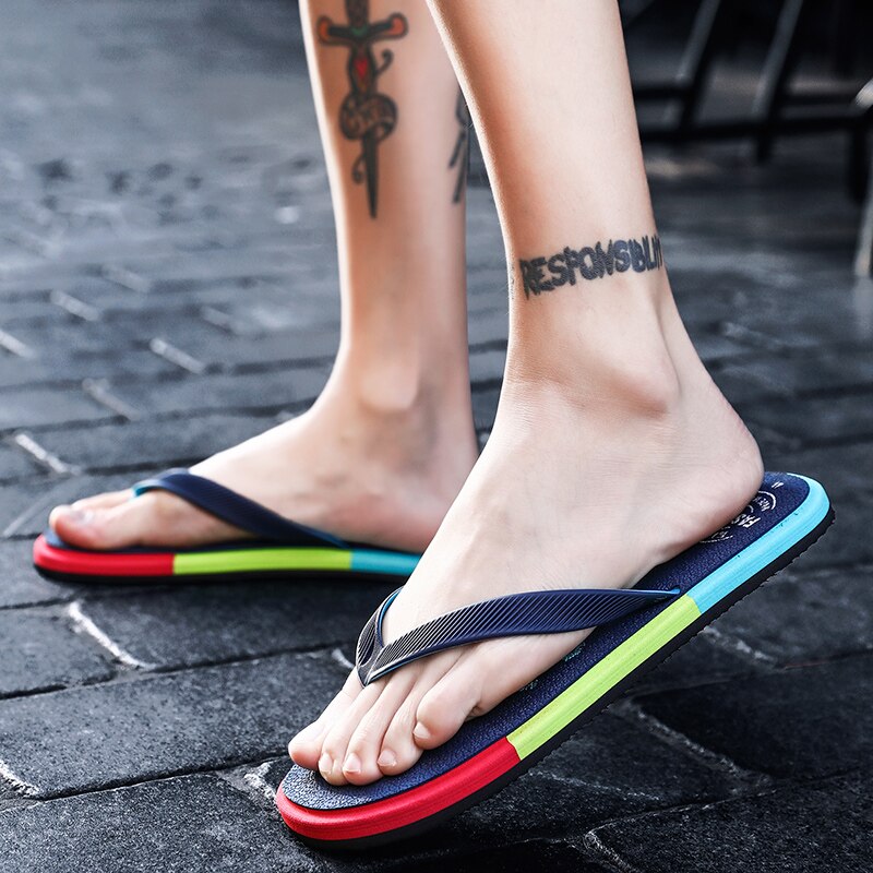 Sommer Regenbogen Blau Männer Hausschuhe aufbringen Druck Nicht Unterhose Herren kippen-Flops Bequeme Müßiggänger Schuhe Zapatos hombre