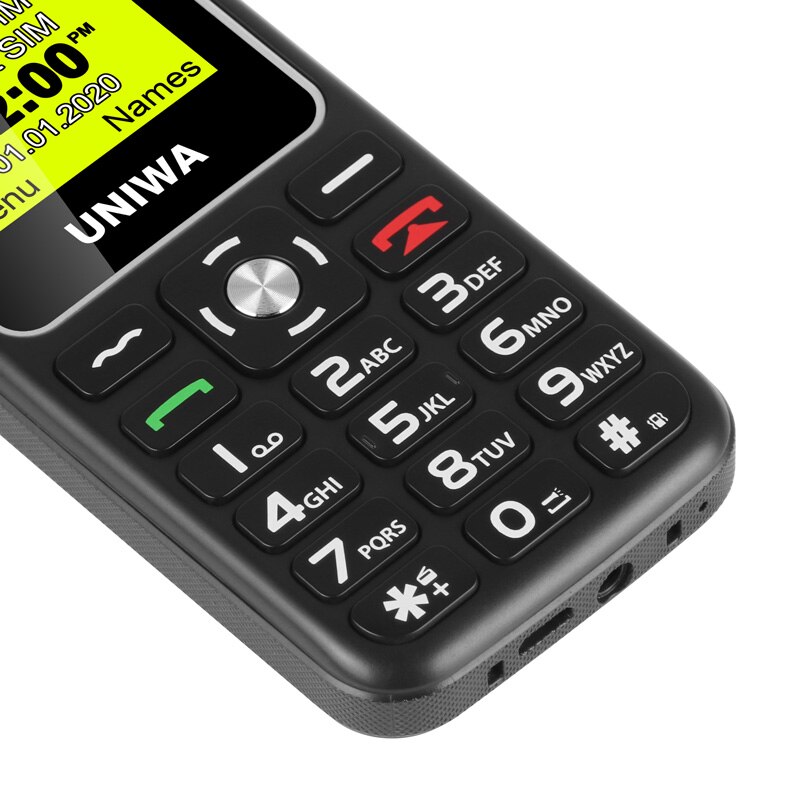 UNIWA V171 1.77" 2G GMS Feature Phone Wireless FM Senior MobilePhone 1000mAh For Elderly People Cellphone Free Charging Dock SOS